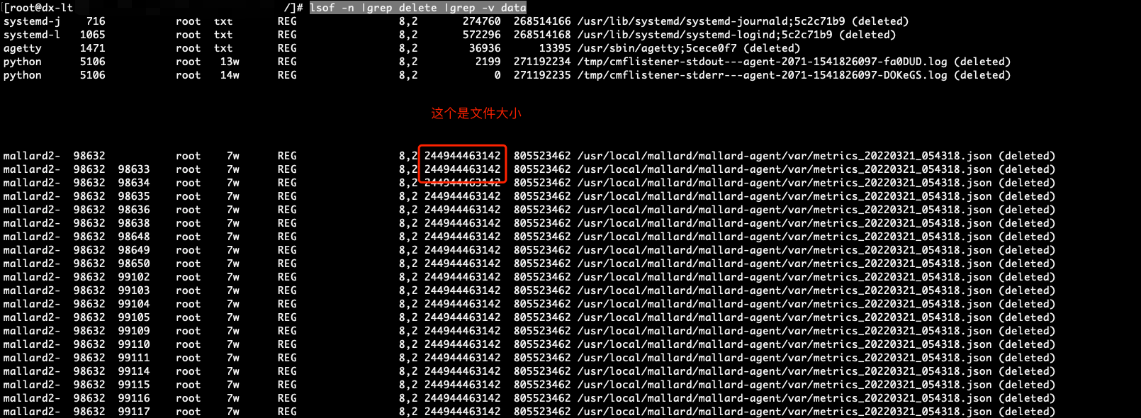 在使用Linux过程中找不到占据空间的大文件的解决方法