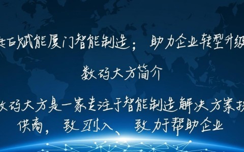 数码大方如何具体助力厦门智能制造企业实现高效转型升级?