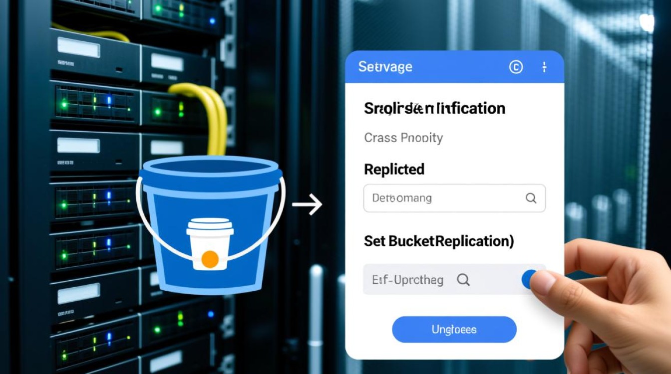 对象存储API中，如何实现SetBucketReplication的跨区域复制配置设置？