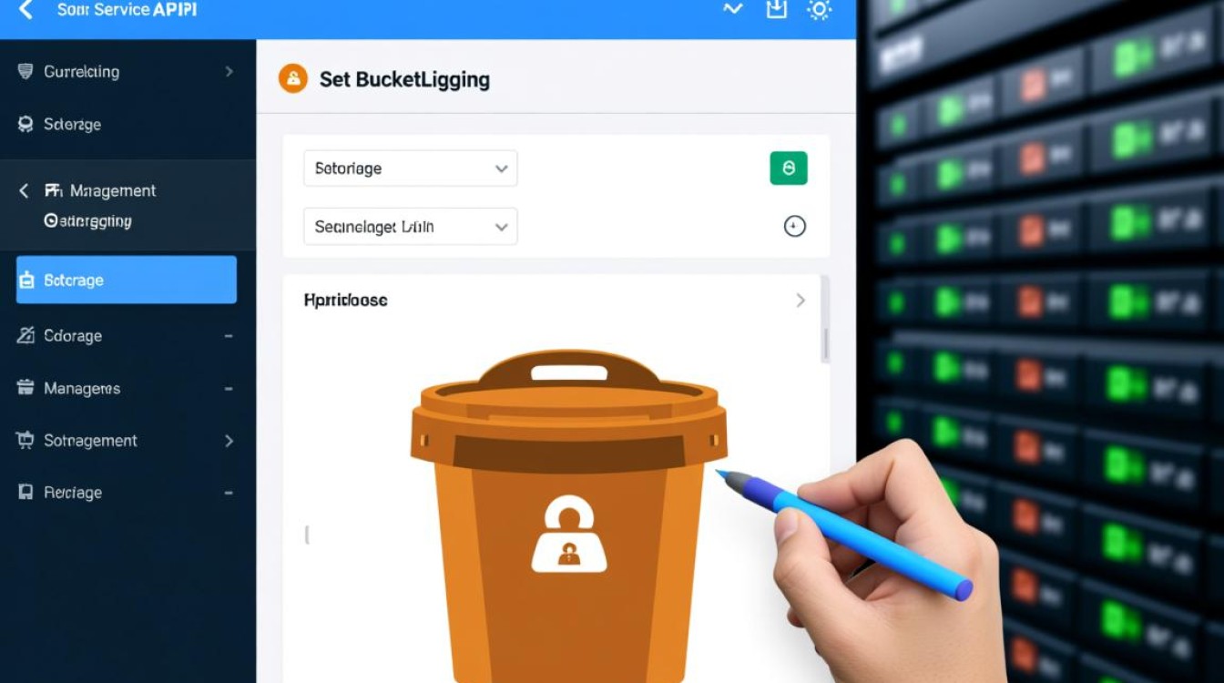 对象存储API中，如何详细设置桶日志管理配置以实现高级桶配置？