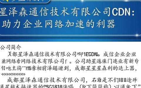 成都星泽森通信技术有限公司cdn业务，其技术优势与市场前景如何？